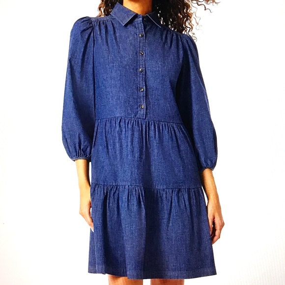 JONES NEW YORK Denim Midi Dress Cotton Button Front Women’s Size XL X- Large 1X - Picture 1 of 16